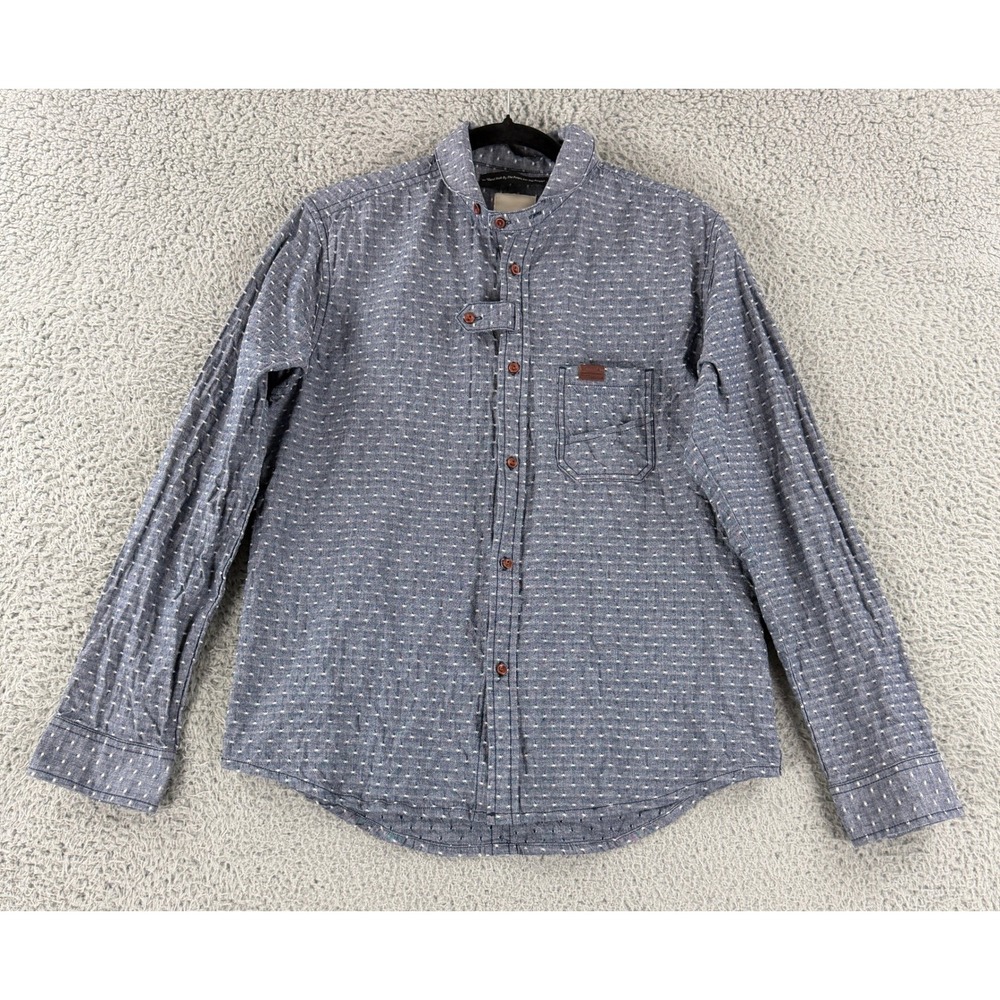 Marshall Artist Button Down Shirt Mens Medium Blue‎ Dobby Dot Modern Fit LS